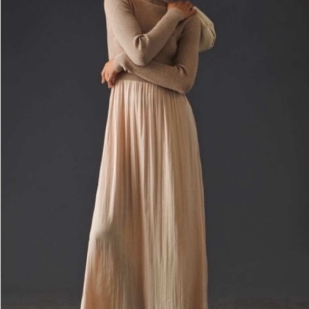 Anthropologie Thea Twofer Sweater Dress Beige Large